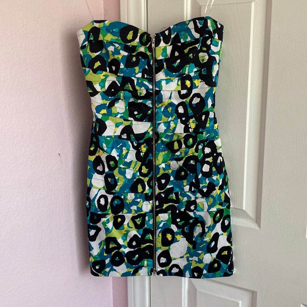 Akira black label black,teal,yellow, and green shirt dress